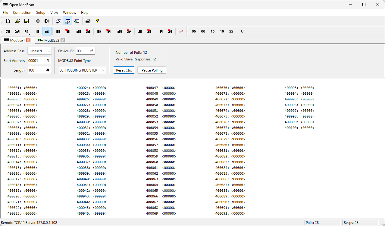 OpenModScan Screenshot
